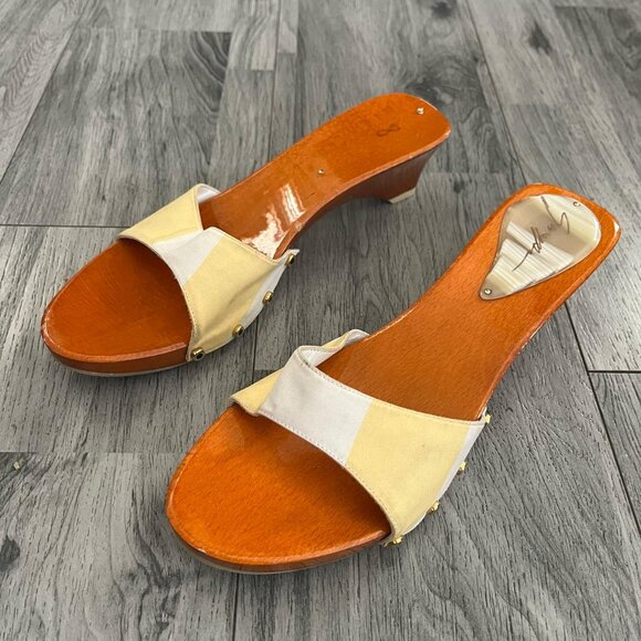 GIUSEPPE ZANOTTI - WOODEN SANDALS MADE IN ITALY SZ 38 - Picture 1 of 12